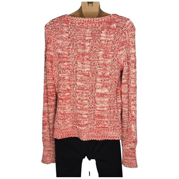 Free People Cable Knit Red White Sweater Size Medium - Picture 3 of 7